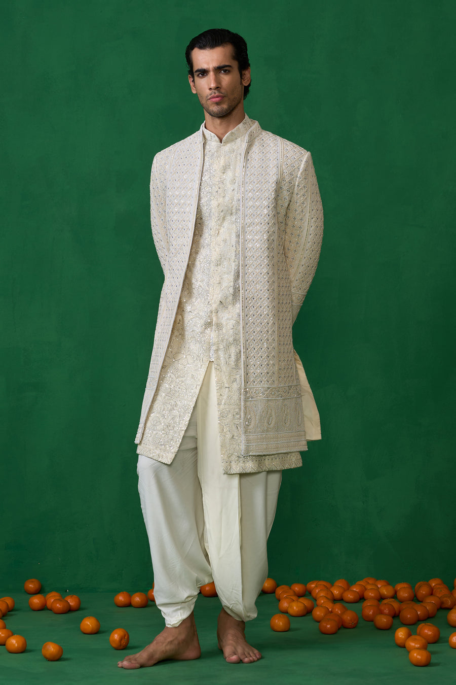 PAISELY IVORY SHERWANI SET