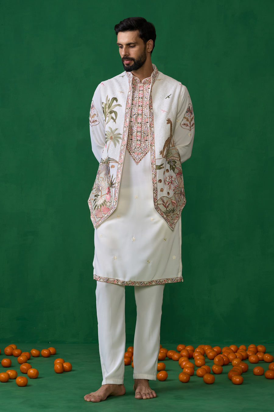 FOREST IVORY KURTA JACKET SET