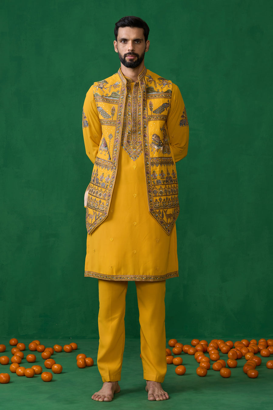RAMAYAN HALDI KURTA JACKET SET