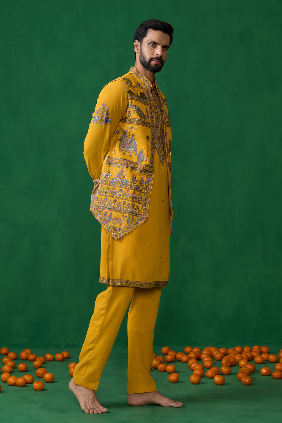 RAMAYAN HALDI KURTA JACKET SET