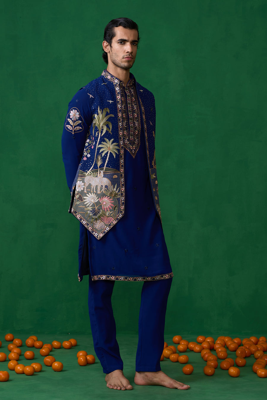 FOREST BLUE KURTA JACKET SET