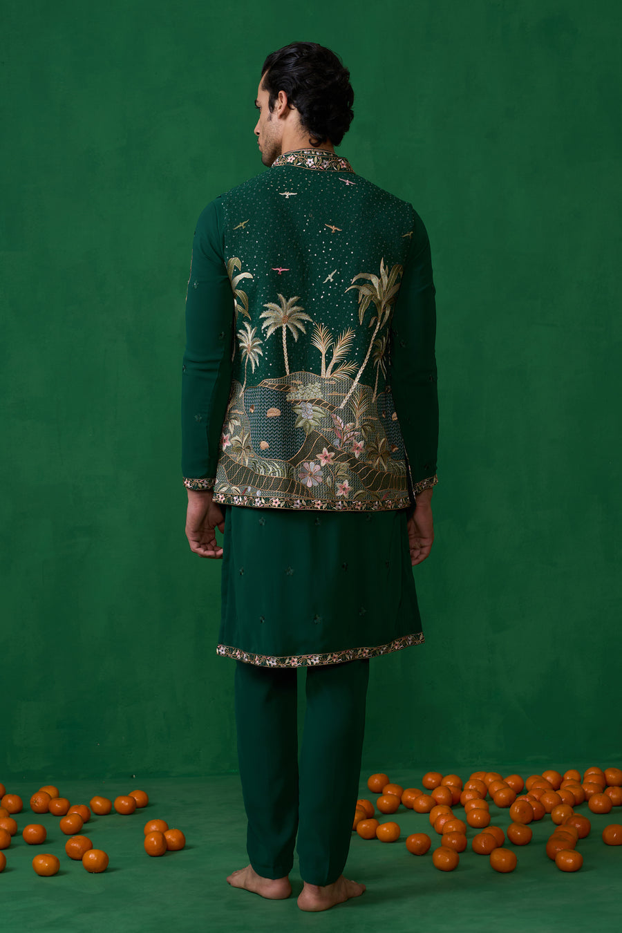 FOREST BOTTEL GREEN KURTA JACKET SET