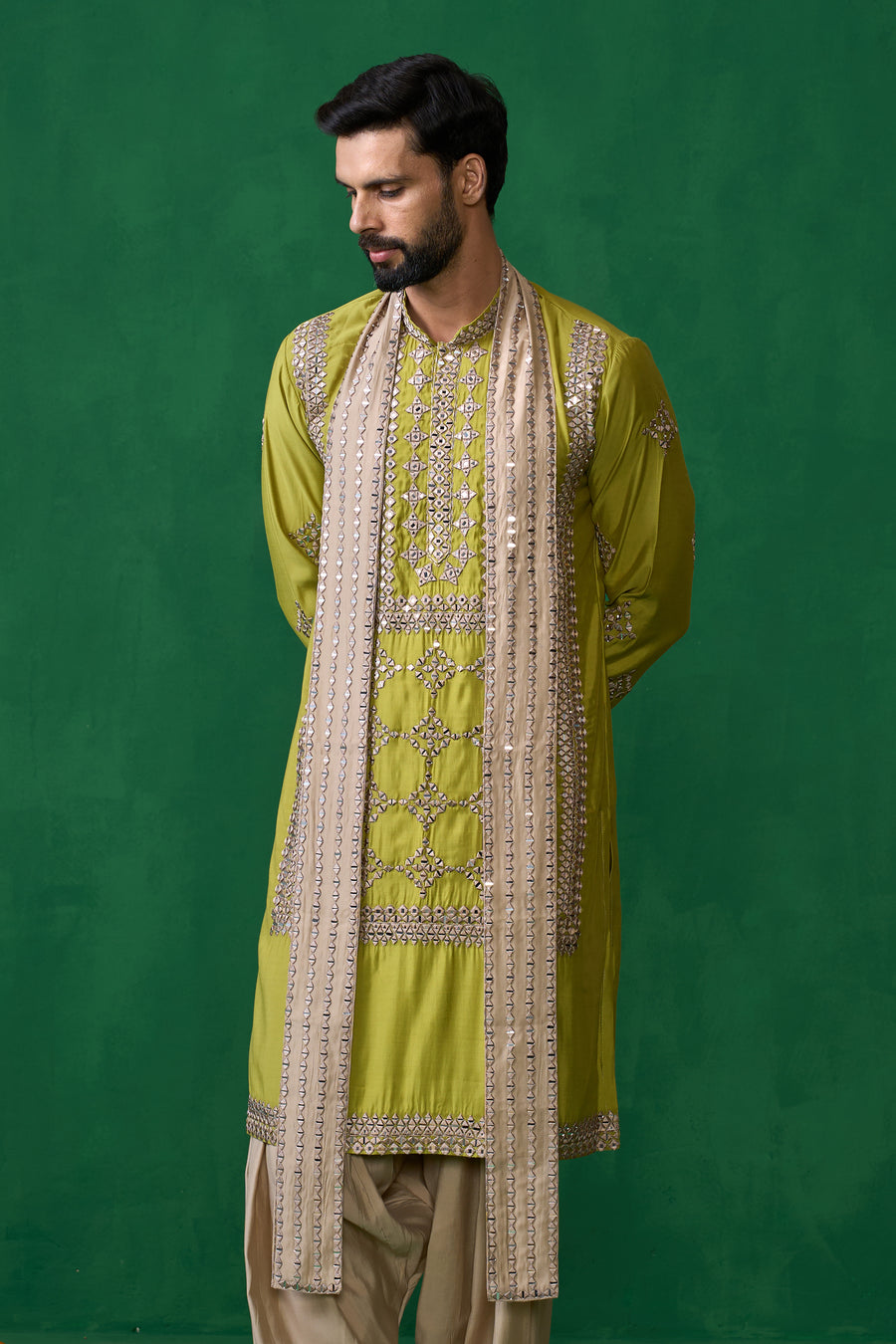 DARPAN NEON GREEN KURTA SET