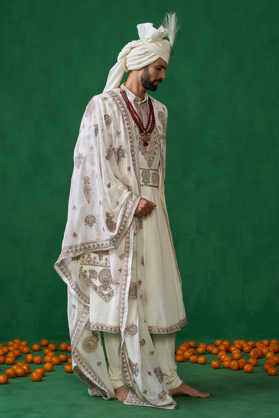 KATHAKALI BEIGE SHERWANI SET