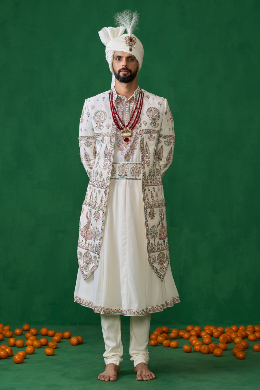 KATHAKALI BEIGE SHERWANI SET