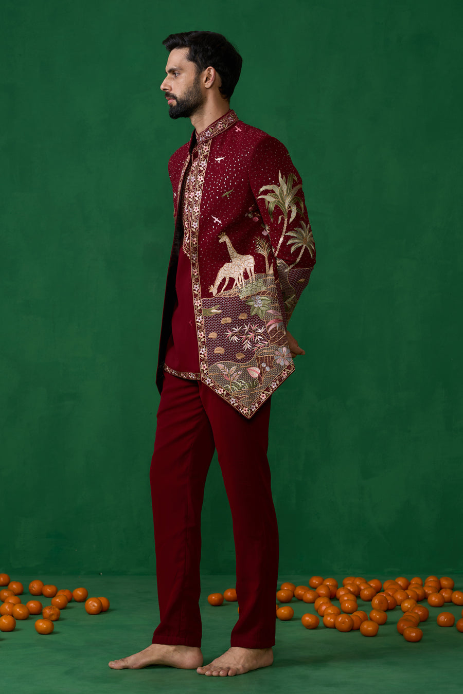 FOREST MAROON JODHPURI SET