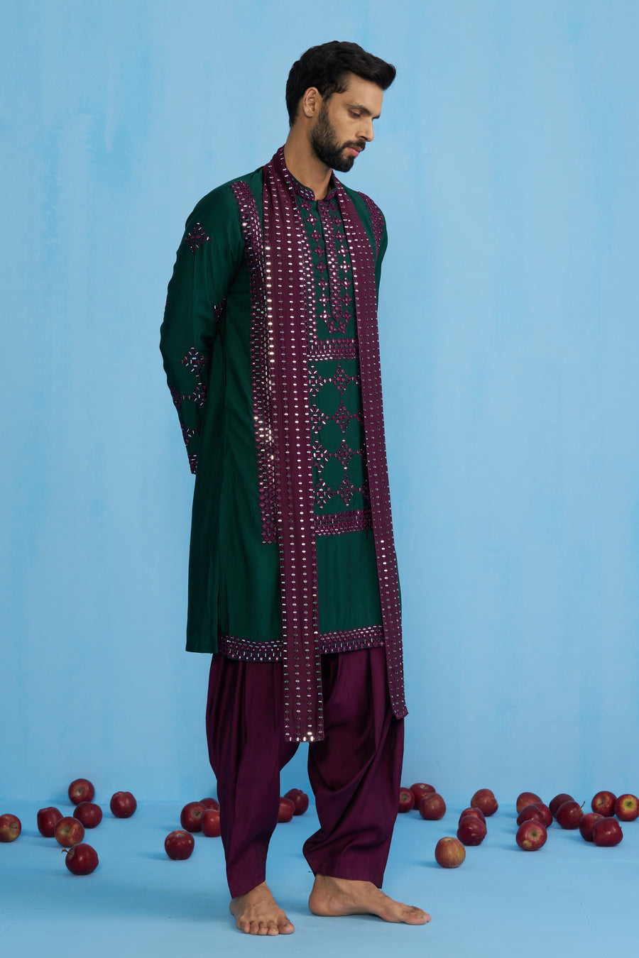 DARPAN BOTTEL GREEN KURTA SET