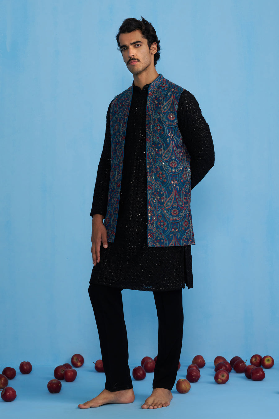 KASHMIRI BLUE KURTA JACKET SET