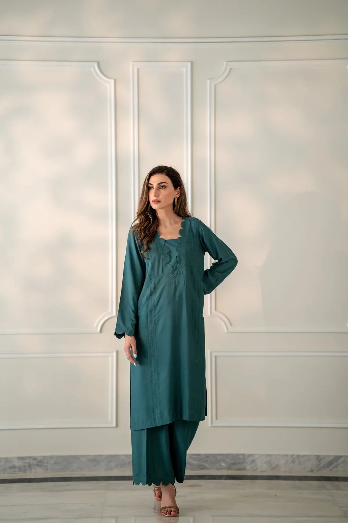 Turquoise Kurta With Pants