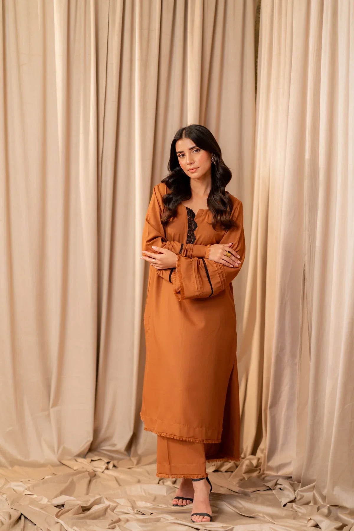 Warm Brown Kurta With Pants