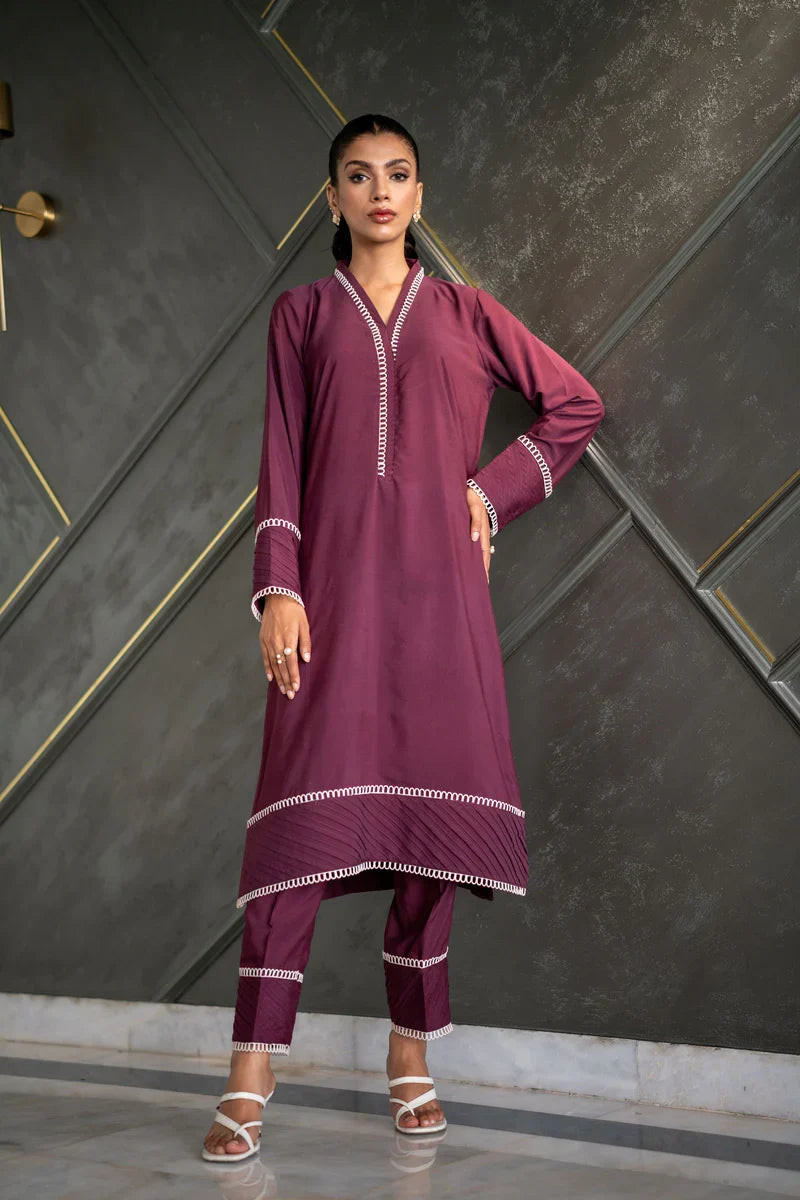 Deep purple Kurta With Pants