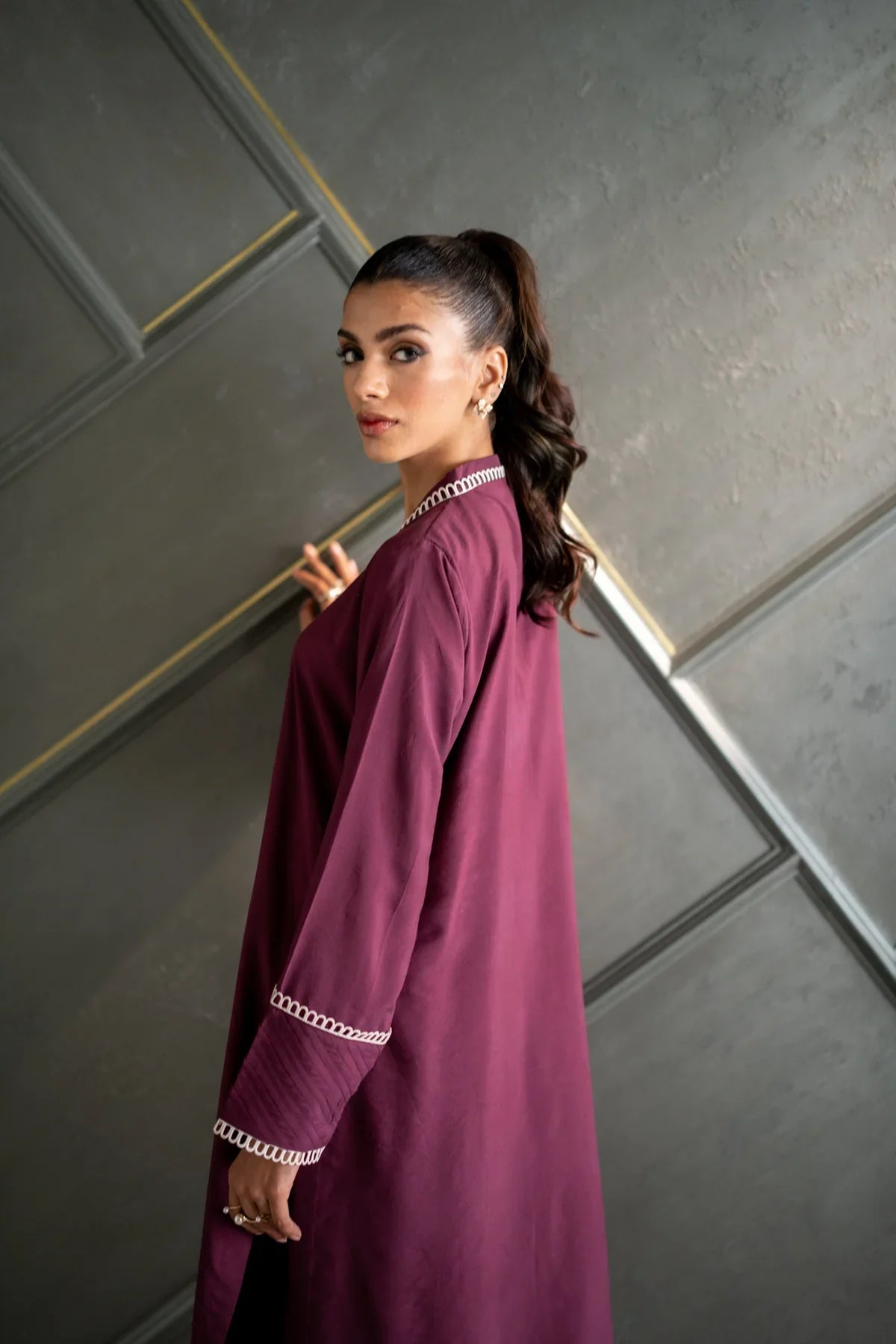 Deep purple Kurta With Pants