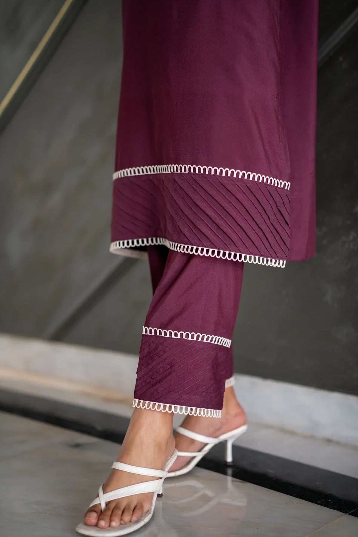 Deep purple Kurta With Pants