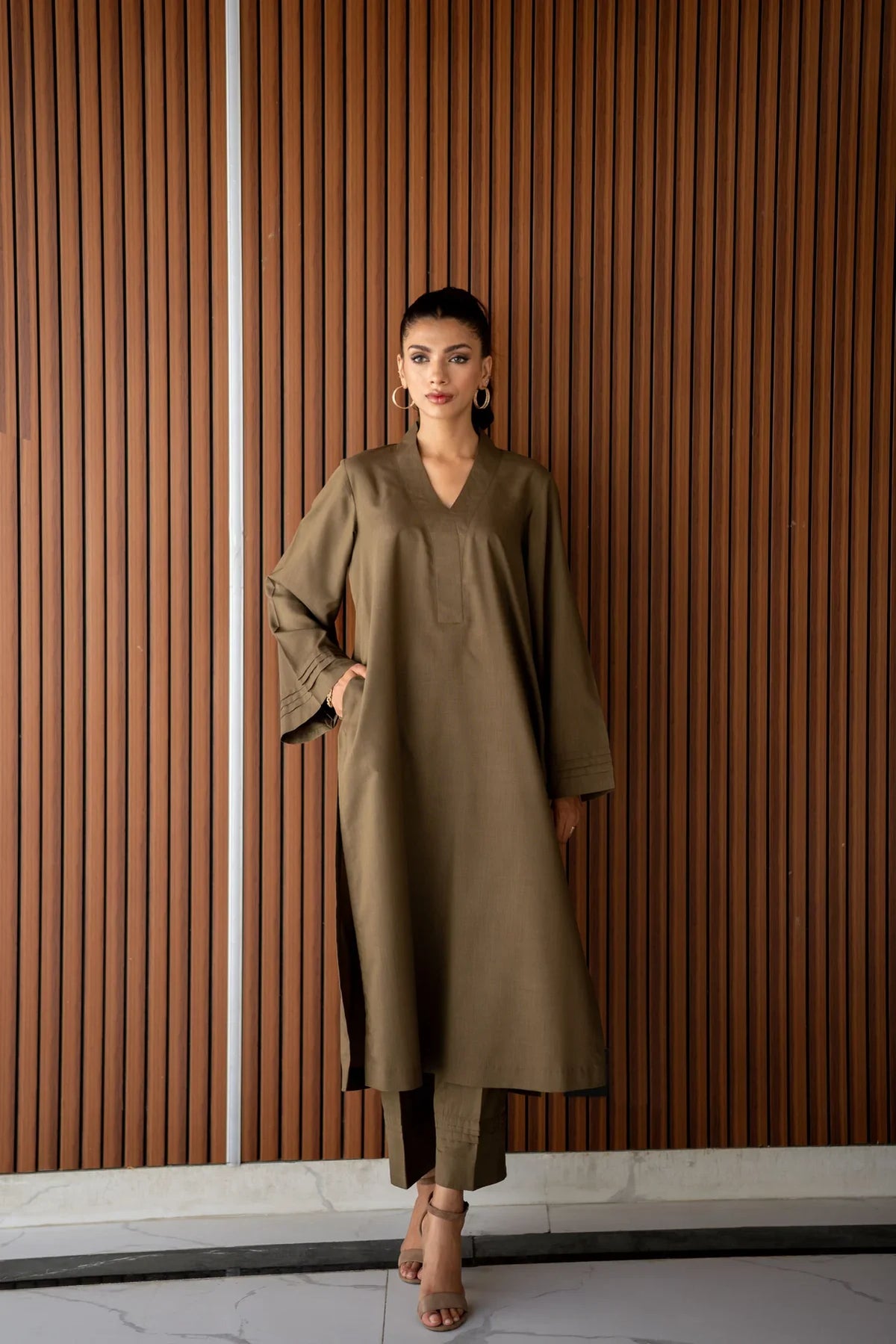 Olive green Kurta With Pants