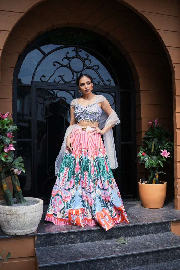 Carnival Bloom Embroidered Lehenga Set