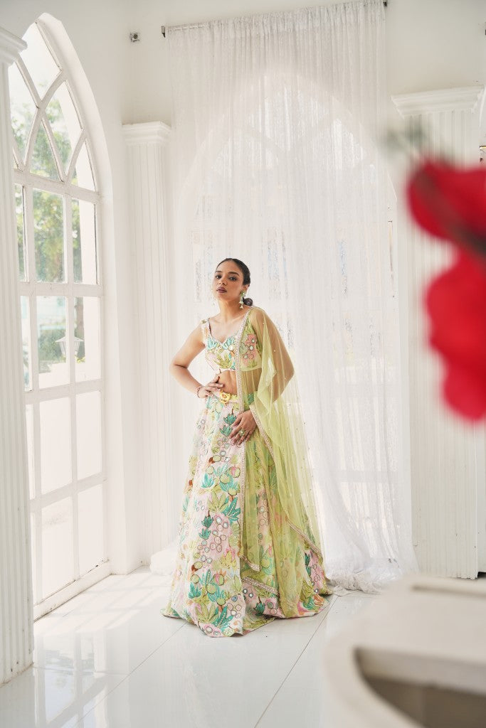 Pastel Bloom Printed Lehenga Set