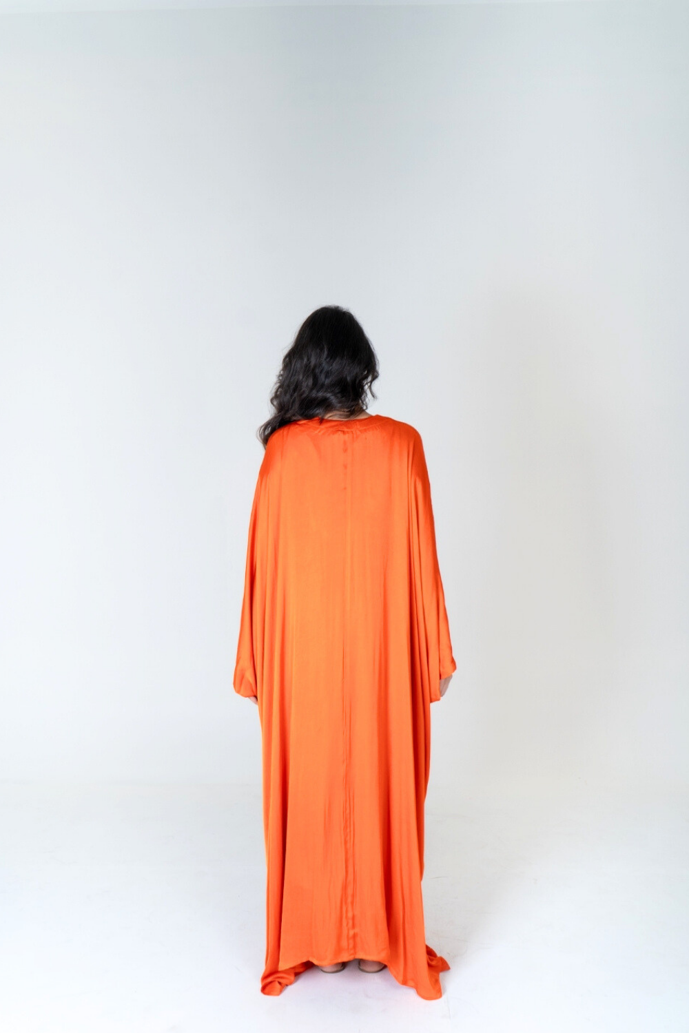 Orange-Pink Braided Long Kaftan