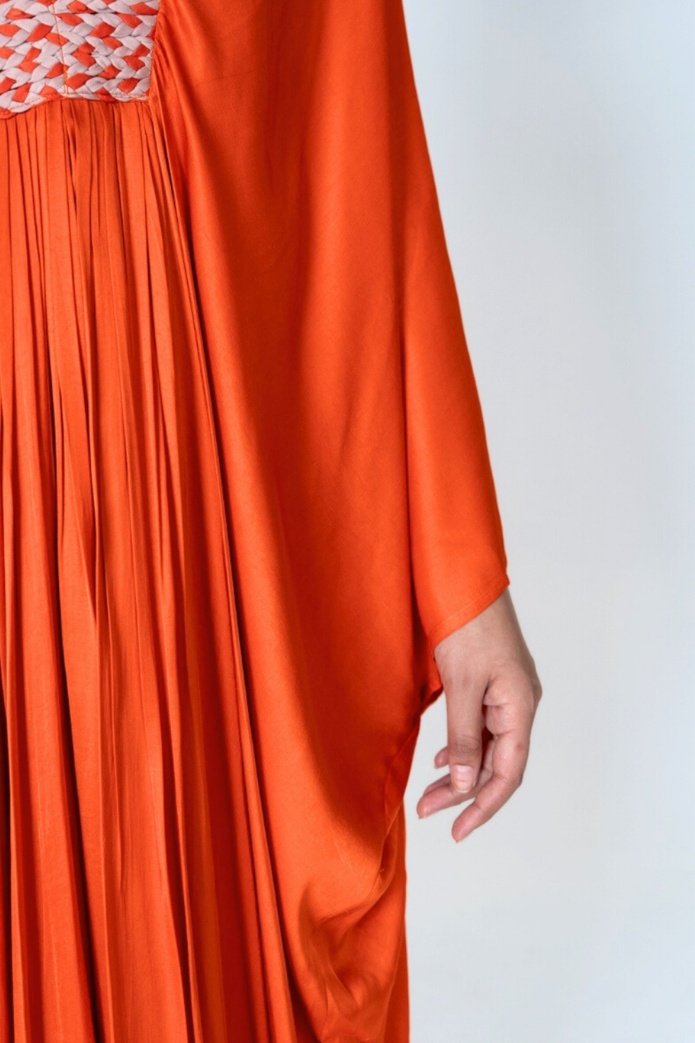 Orange-Pink Braided Long Kaftan
