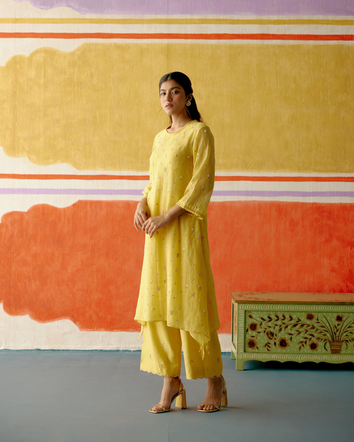 Kesari Frill Long Kurta Set