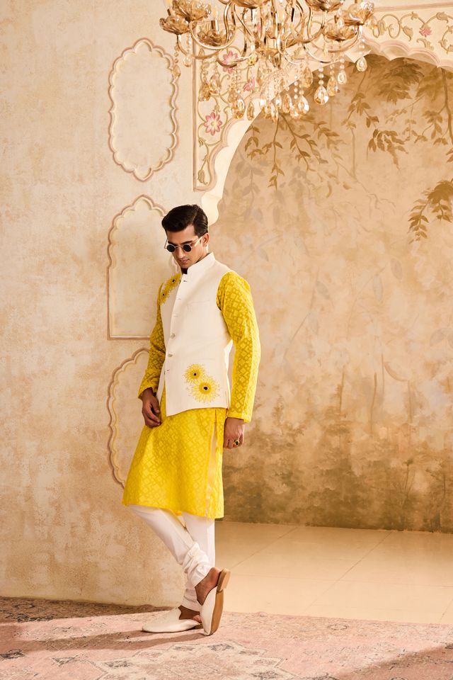 Floral Bundi Yellow Kurta Churidar