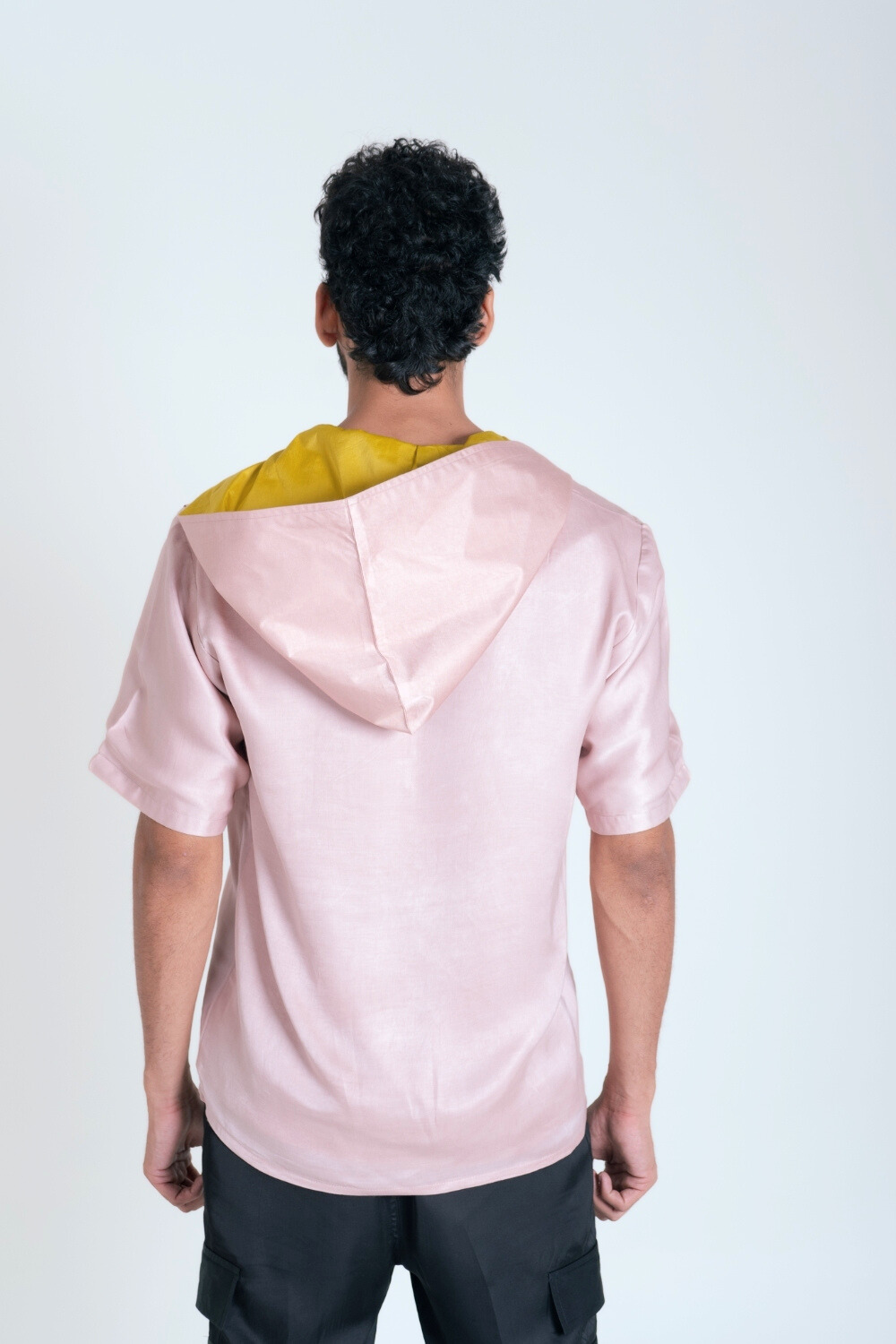 Pink-Yellow Color-Block Hoodie