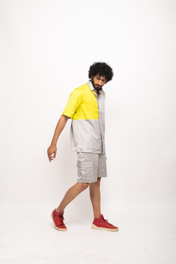 Grey-Neon Colorblocked Shirt