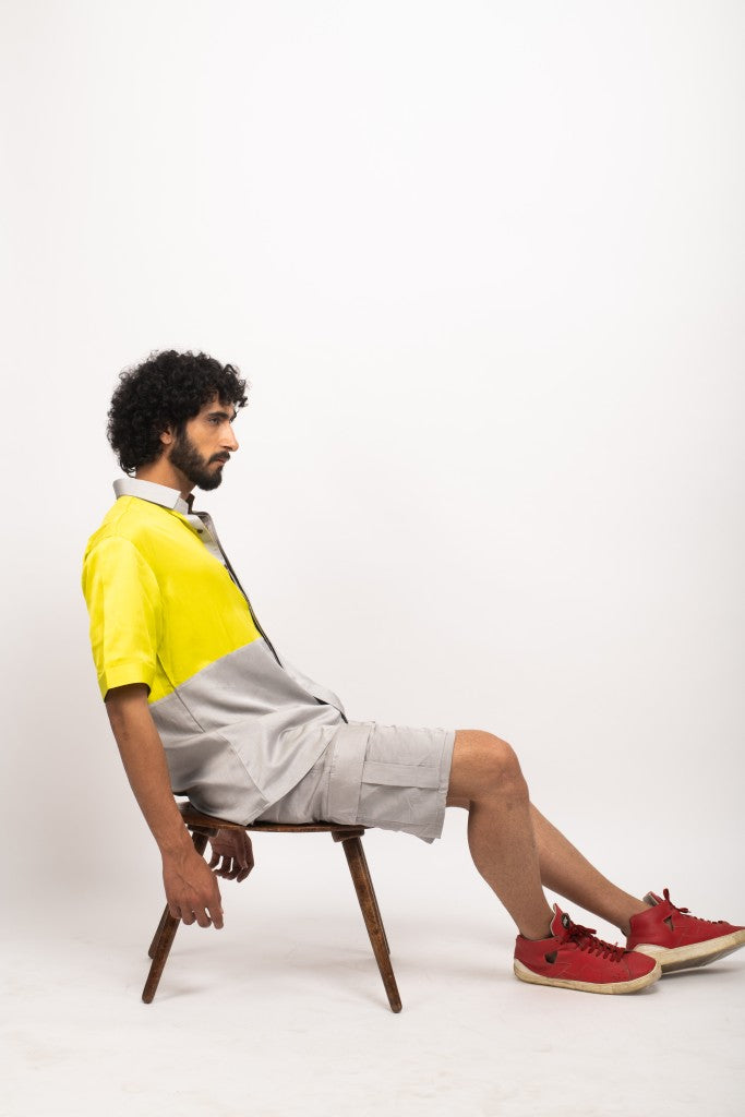 Grey-Neon Colorblocked Shirt
