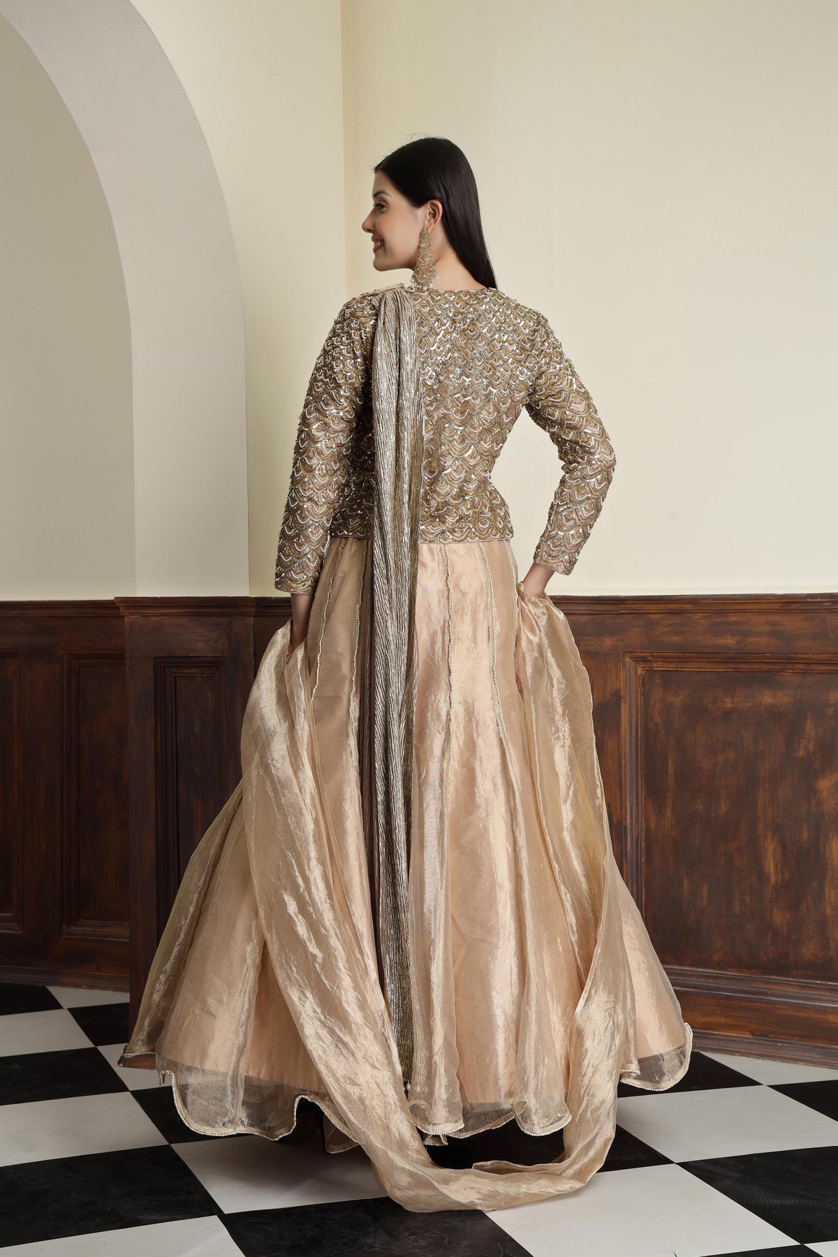 Embroidered Tissue Ready to Wear Lehenga & Blouse With Dupatta