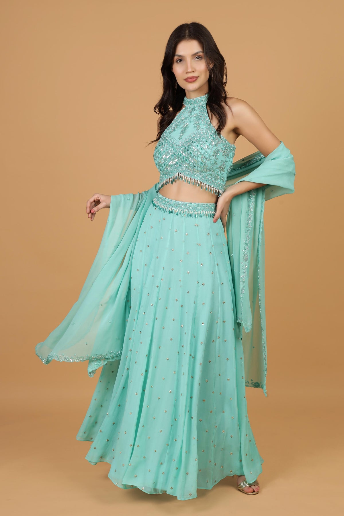 Embroidered Beads and Stones Lehenga Choli With Dupatta