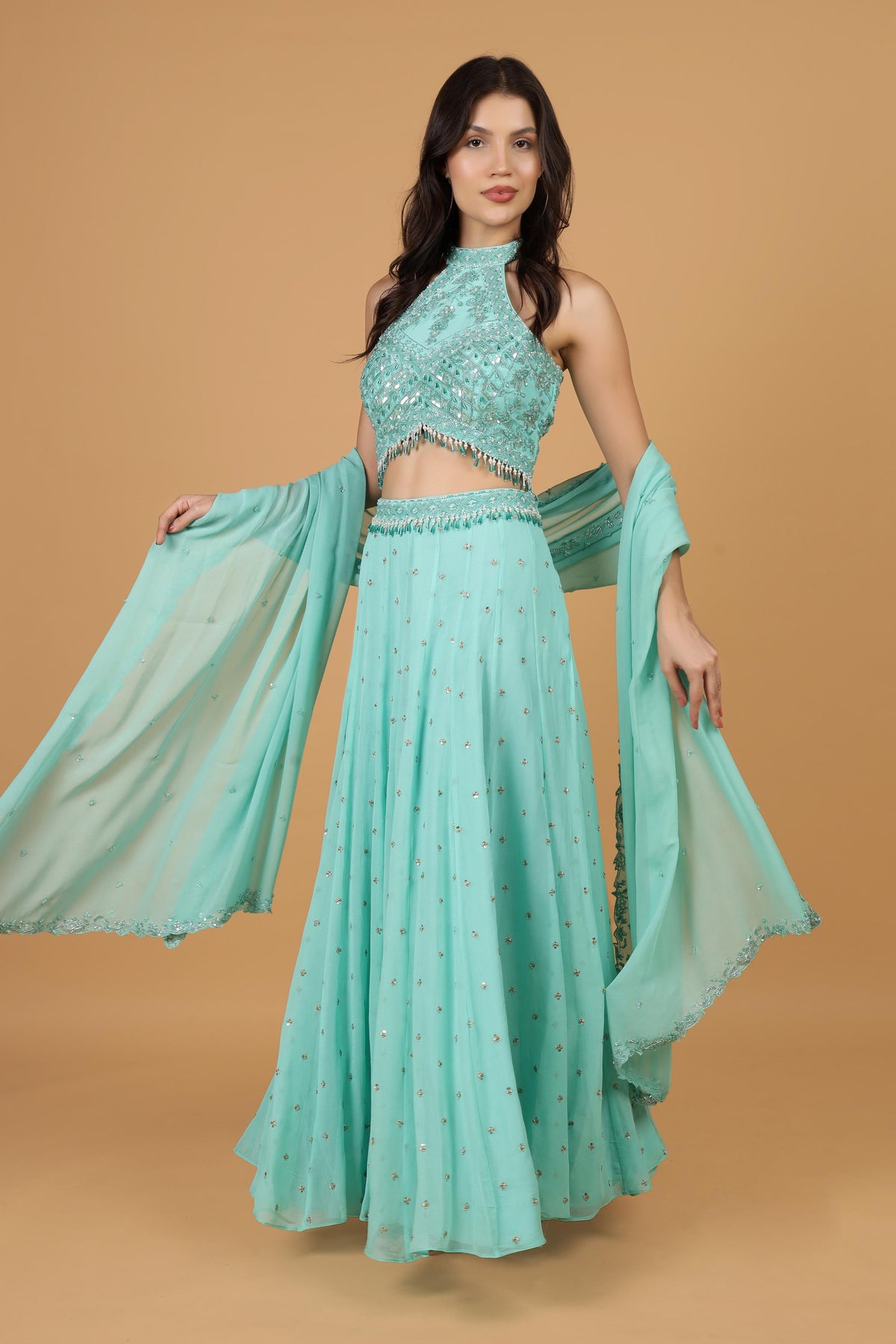 Embroidered Beads and Stones Lehenga Choli With Dupatta