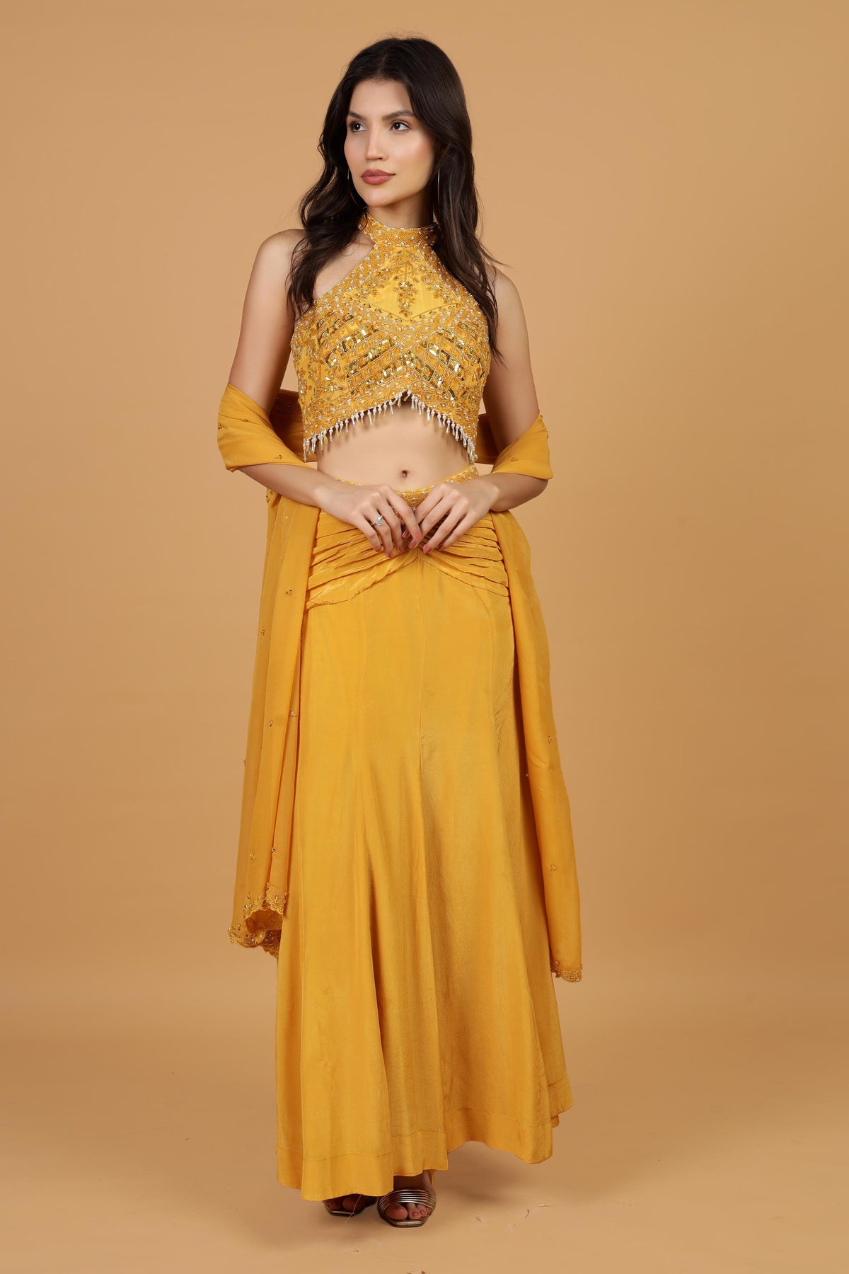 Women Embroidered Beads and Stones Lehenga Choli With Dupatta