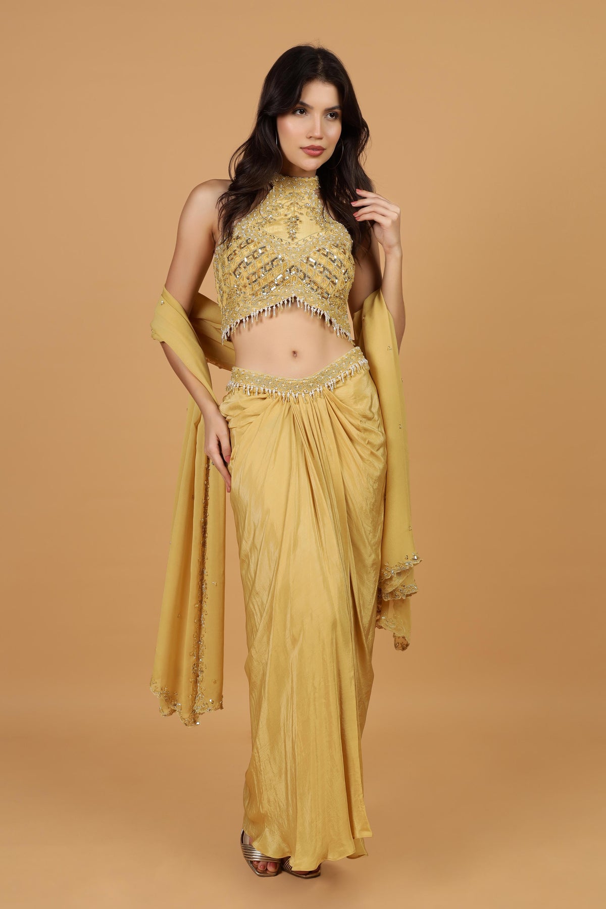 Embroidered Sequnnied Skirt With Bulouse & Dupatta