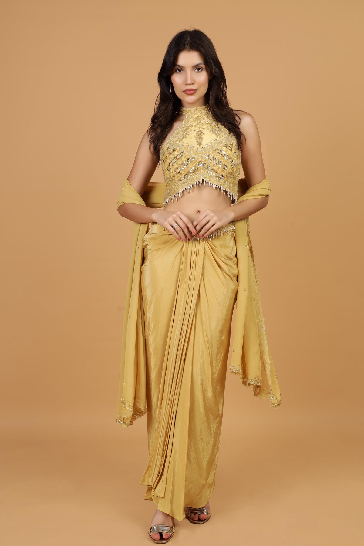 Embroidered Sequnnied Skirt With Bulouse & Dupatta