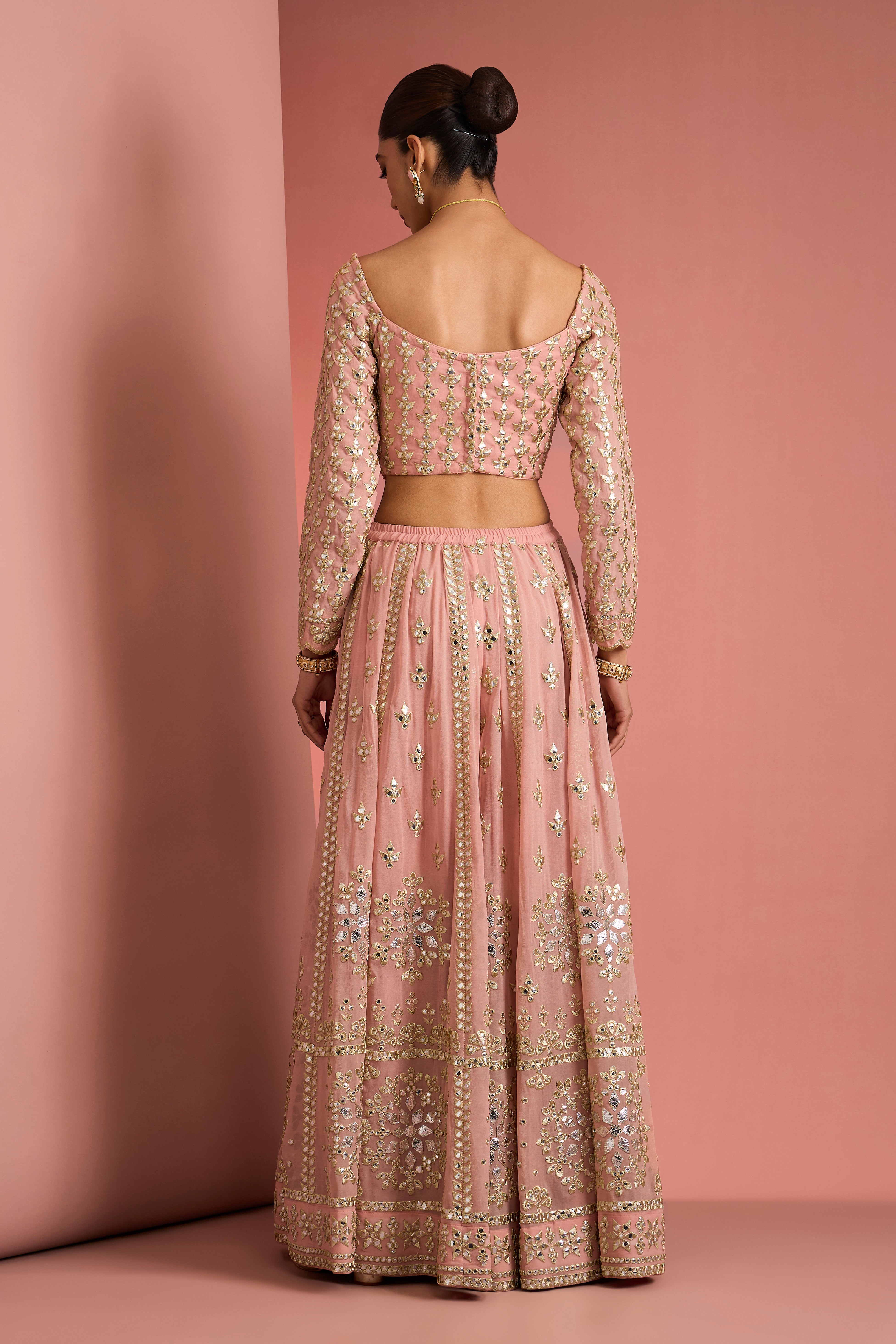 DULL PINK GEORGGETTE GOTTA APPLIQUE SHARARA SET