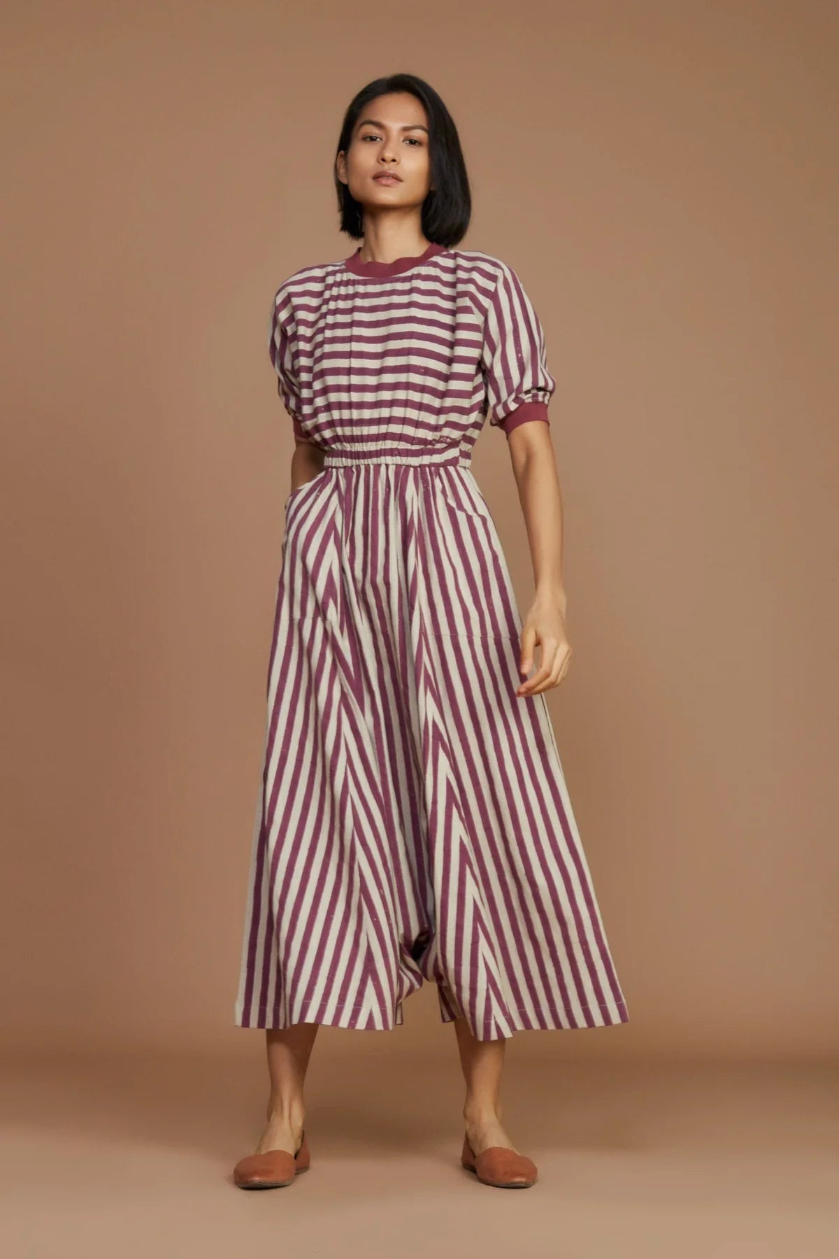 Ivory and Mauve Striped Sphara Jumpsuit