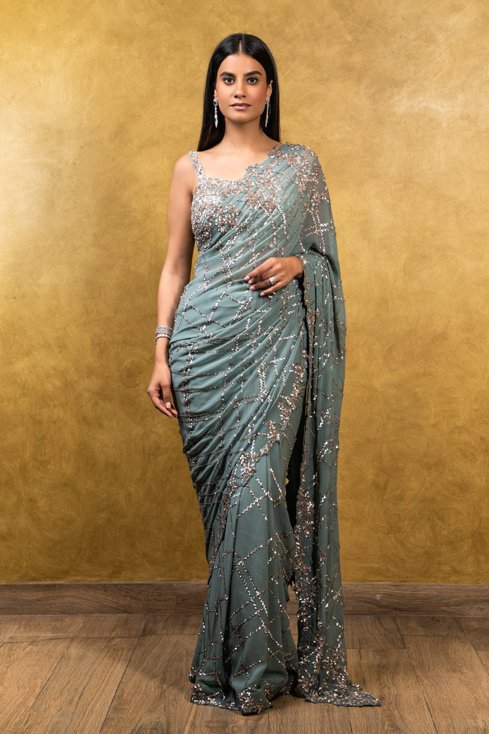 Jade Green Saree
