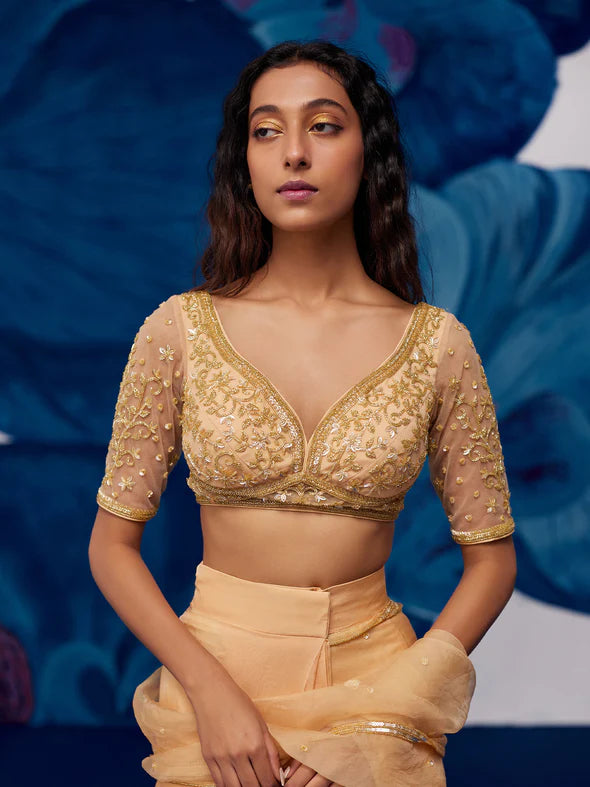 Majesty Golden Pre-Draped Sarre Set