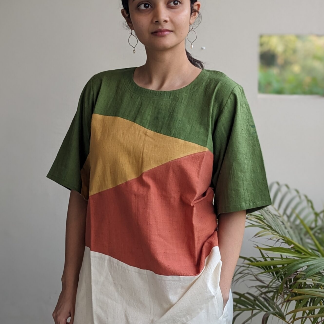 Malhar – Colour Block Nature Top | Naturally Dyed | Organic Cotton