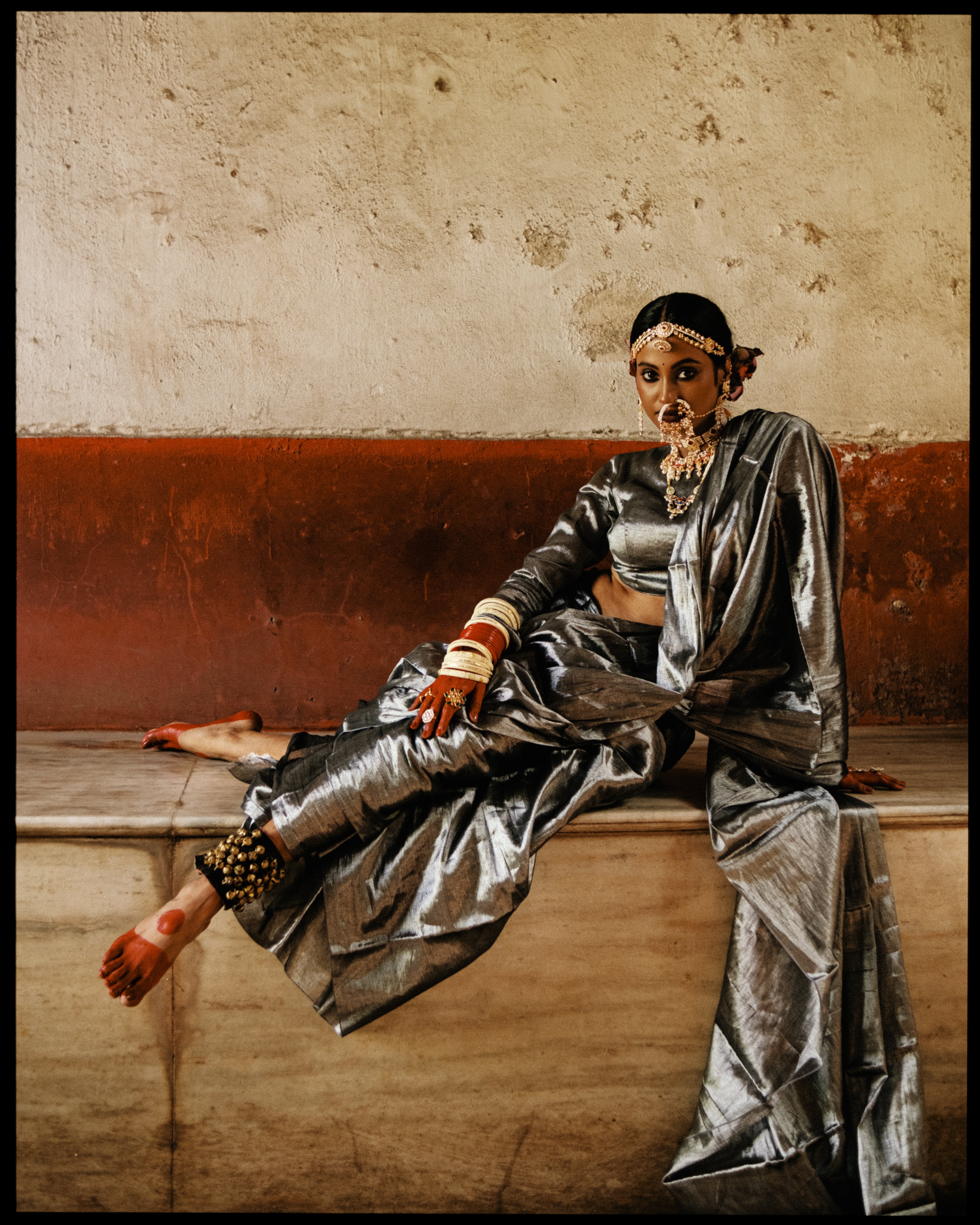 Mehfil I Dark Grey Handloom Tissue saree