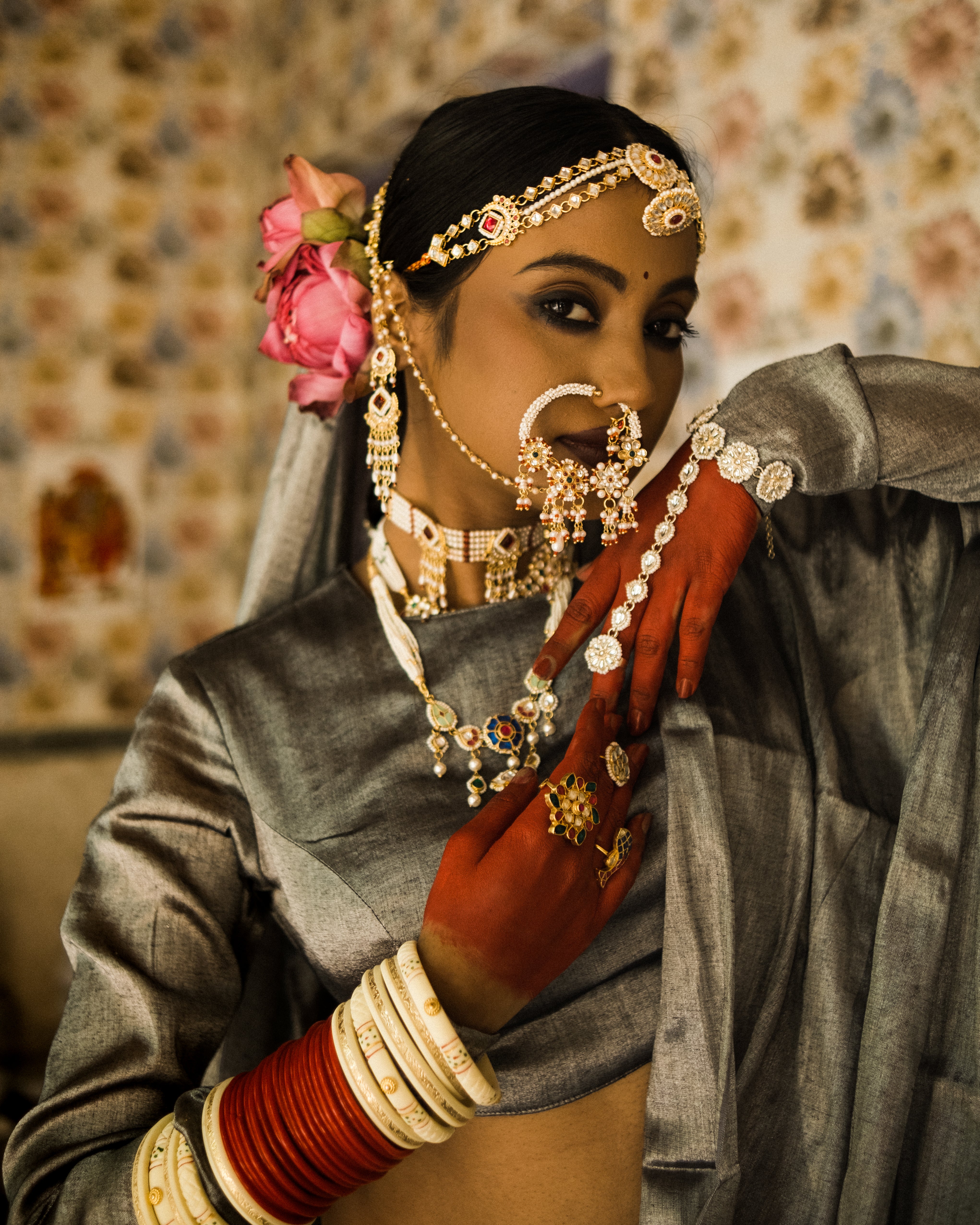 Mehfil I Dark Grey Handloom Tissue saree