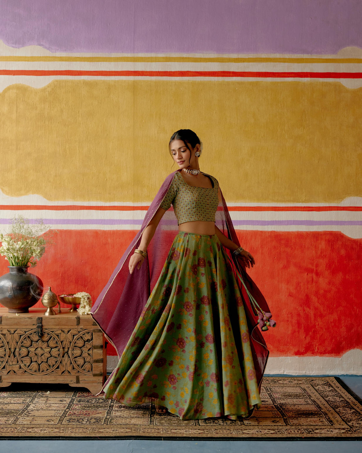 Mehndi Lehenga Set