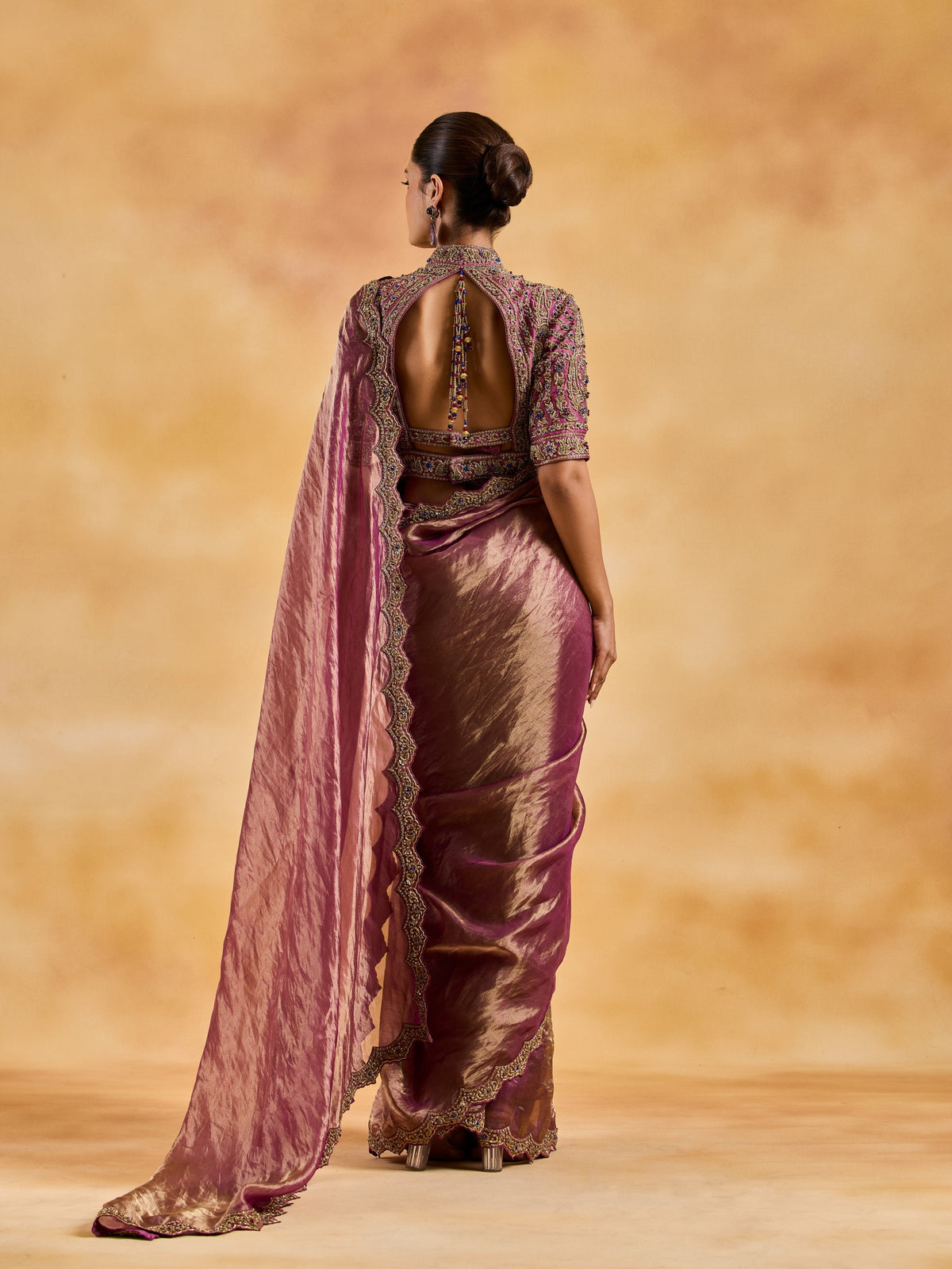 Wine-Purple Saree Set