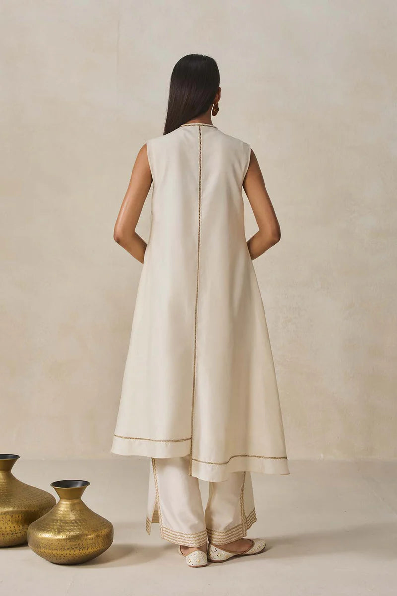 Chanderi Applique work Kurta With Pant Set