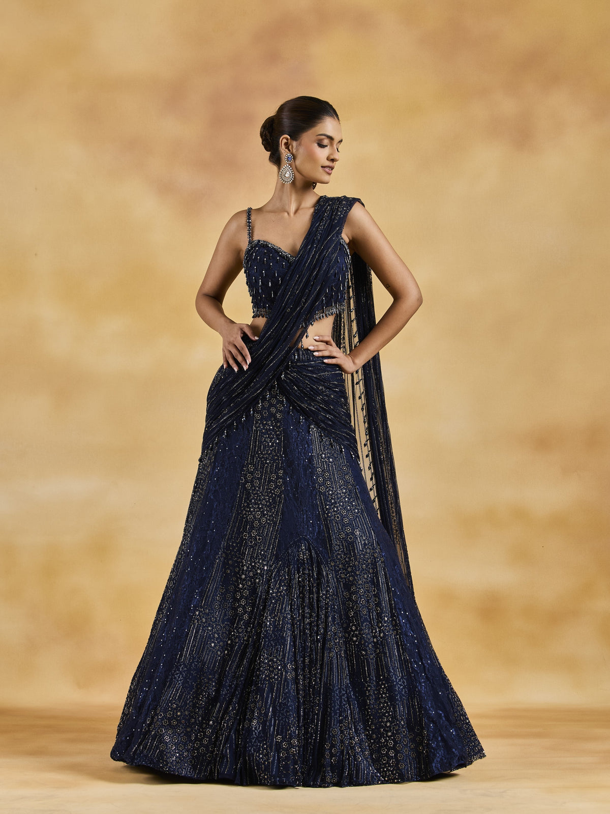 Navy Blue Lehenga Set