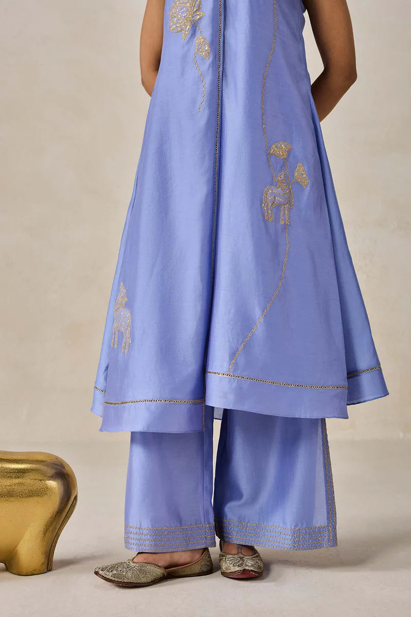 Chanderi Applique work Kurta With Pant Set