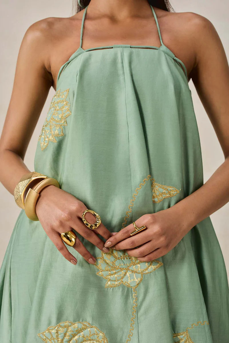 Chanderi Offshoulder Kurta With Pant Set