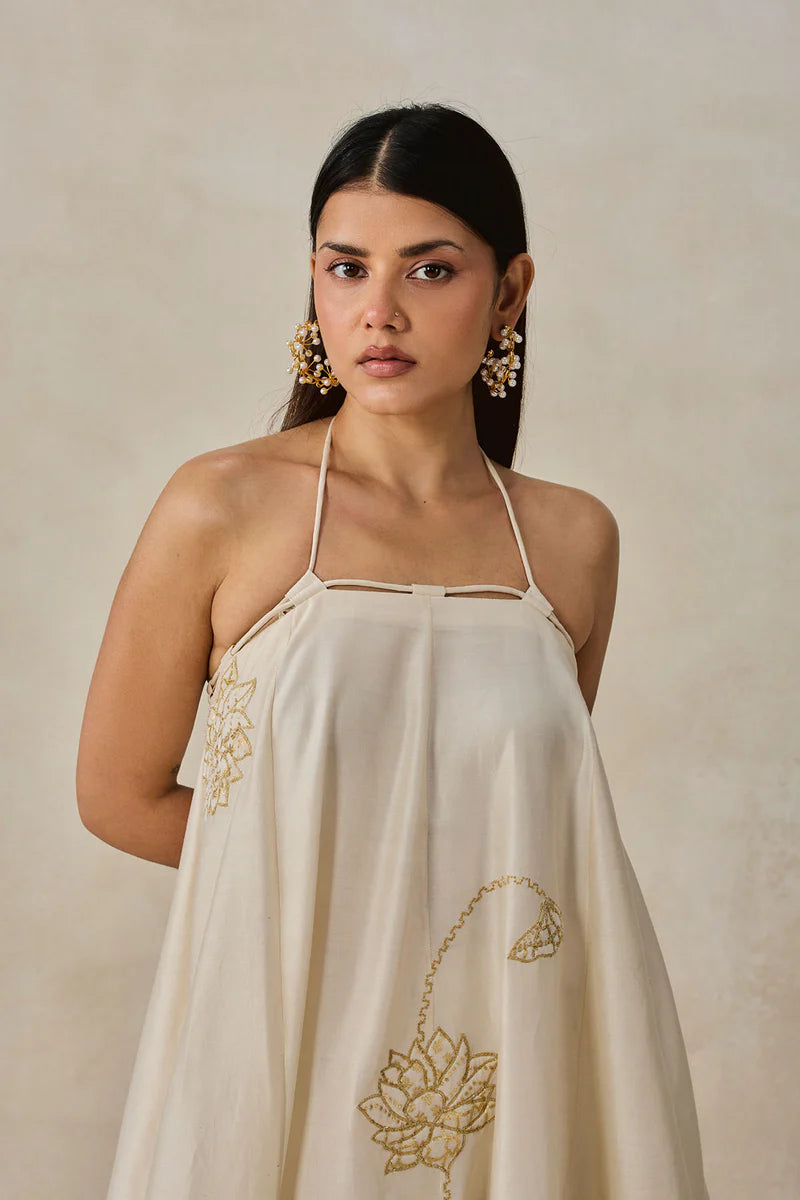 Chanderi Offshoulder Kurta With Pant Set