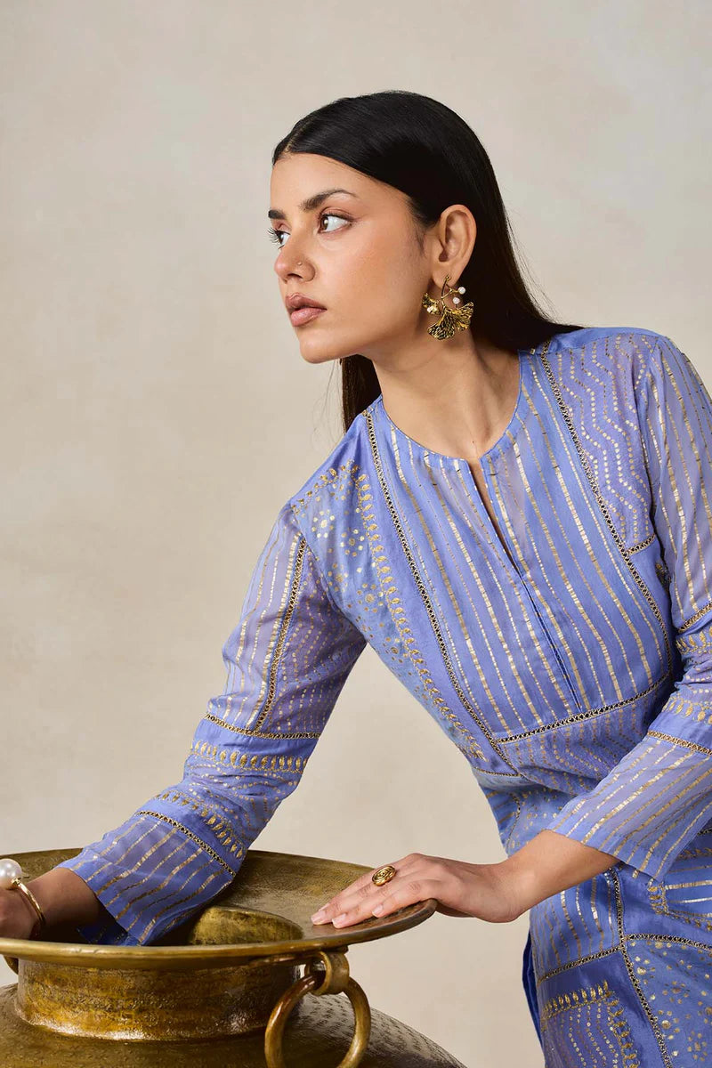 Gold Chanderi Patch Work Kurta & Salwar