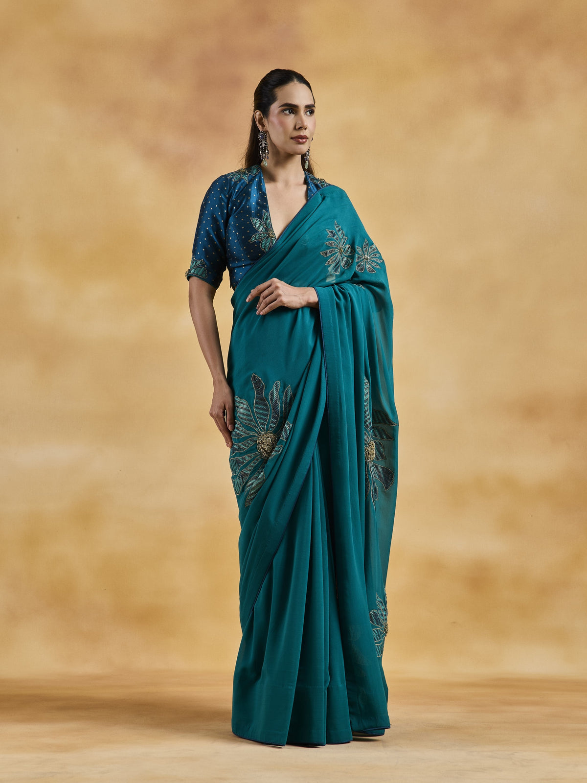 Peacock Blue Saree Set