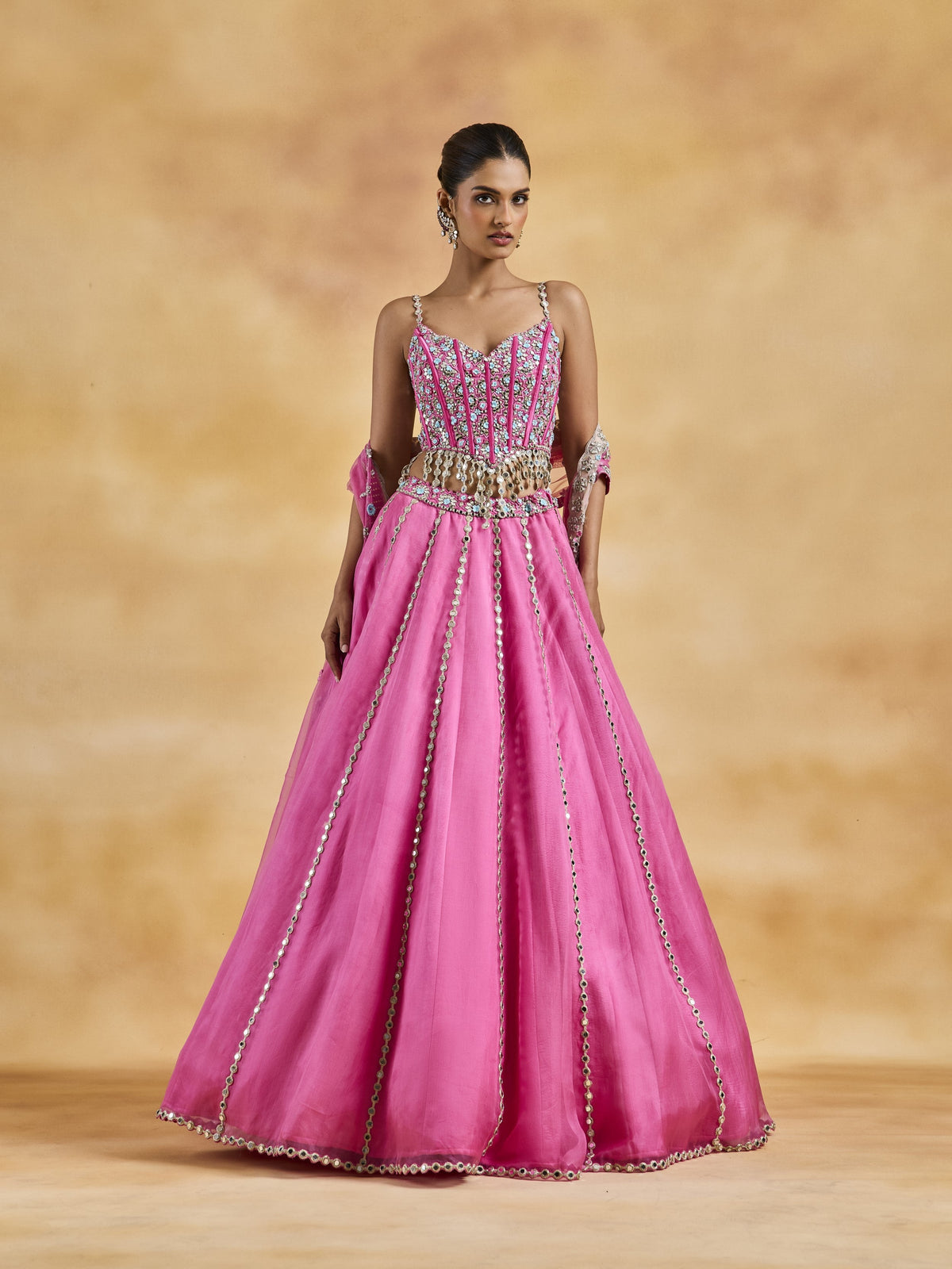 Candy Pink Organza Lehenga Set